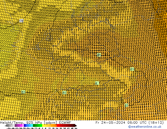 Height/Temp. 925 hPa ECMWF Fr 24.05.2024 06 UTC