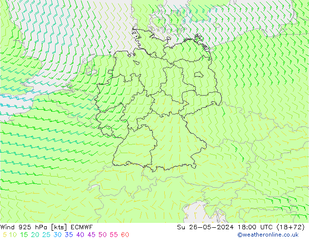 Wind 925 hPa ECMWF Su 26.05.2024 18 UTC