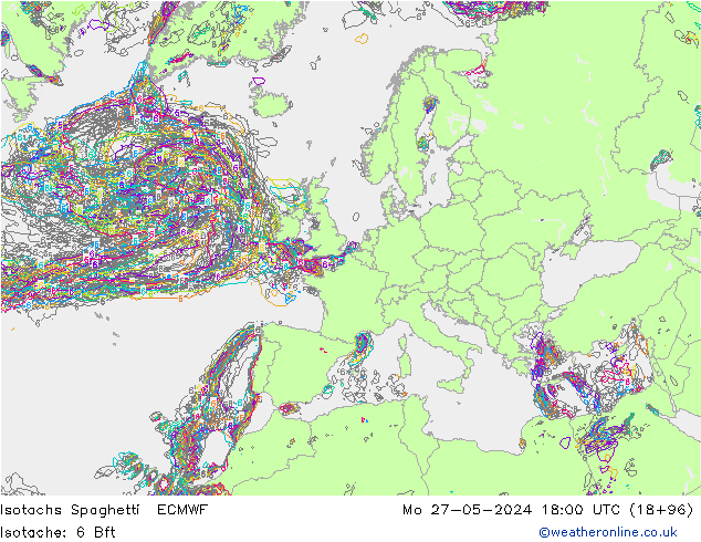 Isotachs Spaghetti ECMWF lun 27.05.2024 18 UTC