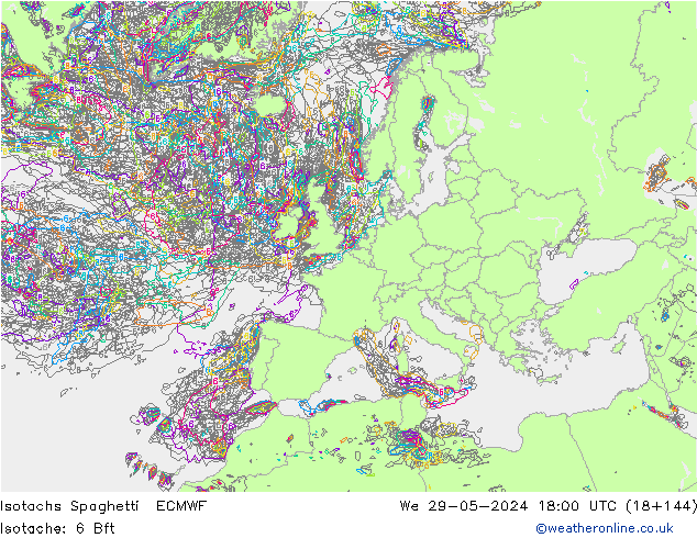 Isotachen Spaghetti ECMWF Mi 29.05.2024 18 UTC