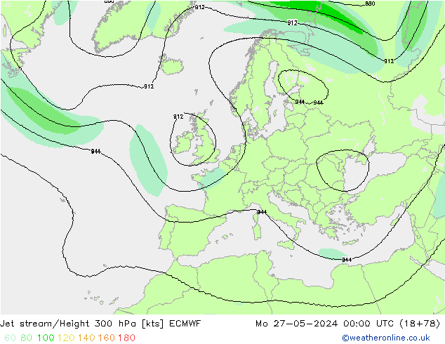 Straalstroom ECMWF ma 27.05.2024 00 UTC