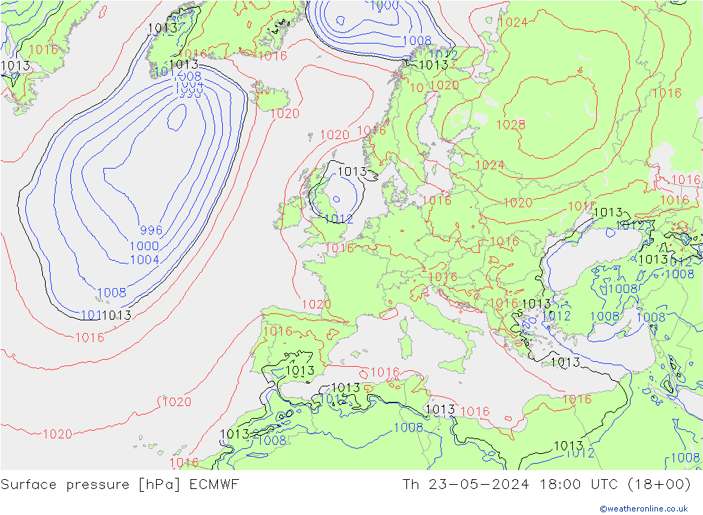 pression de l'air ECMWF jeu 23.05.2024 18 UTC