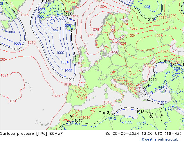 приземное давление ECMWF сб 25.05.2024 12 UTC