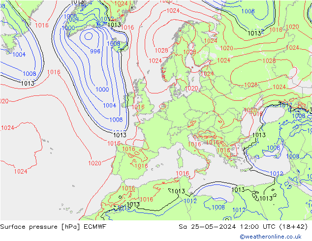 pressão do solo ECMWF Sáb 25.05.2024 12 UTC