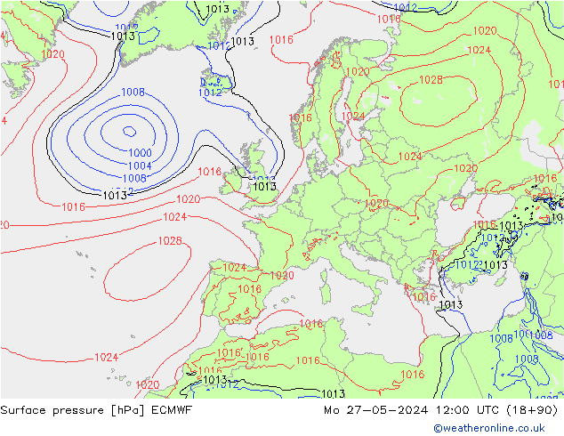 pressão do solo ECMWF Seg 27.05.2024 12 UTC