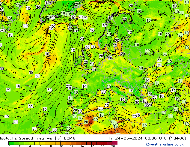 Isotachs Spread ECMWF  24.05.2024 00 UTC