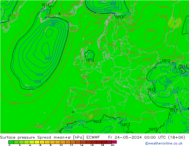 Bodendruck Spread ECMWF Fr 24.05.2024 00 UTC