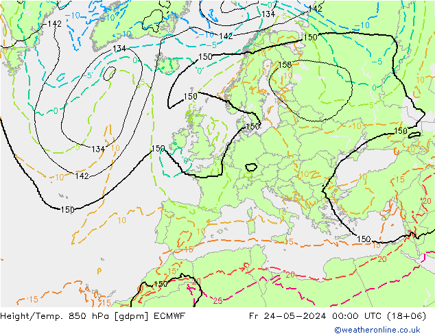 Height/Temp. 850 hPa ECMWF  24.05.2024 00 UTC