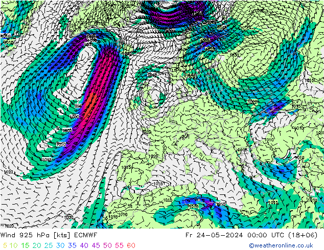 风 925 hPa ECMWF 星期五 24.05.2024 00 UTC