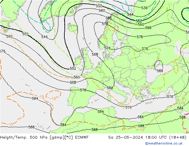 Height/Temp. 500 hPa ECMWF  25.05.2024 18 UTC