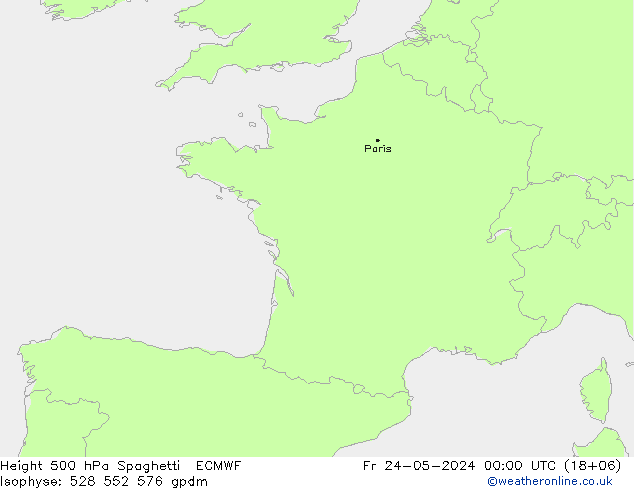 Height 500 hPa Spaghetti ECMWF Fr 24.05.2024 00 UTC