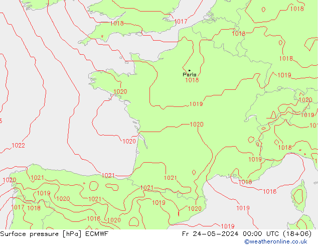 Bodendruck ECMWF Fr 24.05.2024 00 UTC