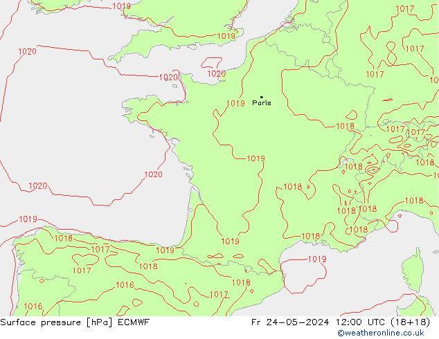 Pressione al suolo ECMWF ven 24.05.2024 12 UTC