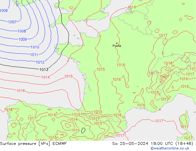 Bodendruck ECMWF Sa 25.05.2024 18 UTC