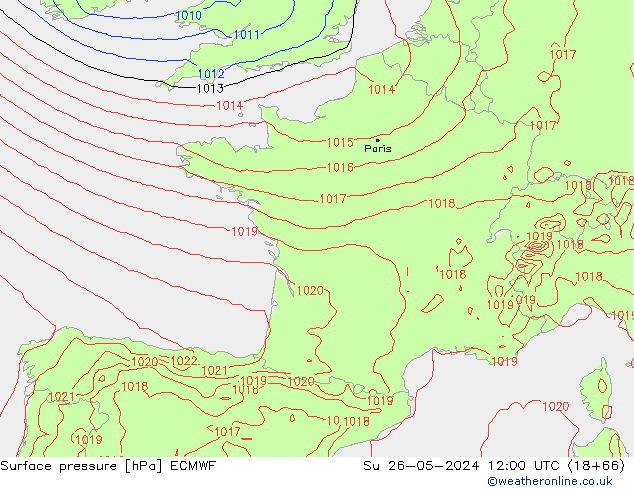 Surface pressure ECMWF Su 26.05.2024 12 UTC