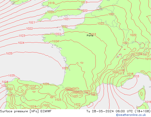 Yer basıncı ECMWF Sa 28.05.2024 06 UTC