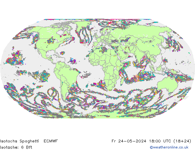 Eşrüzgar Hızları Spaghetti ECMWF Cu 24.05.2024 18 UTC