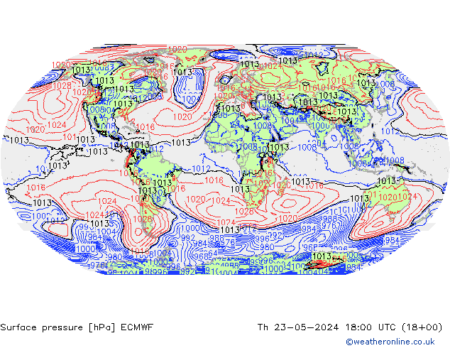 Surface pressure ECMWF Th 23.05.2024 18 UTC