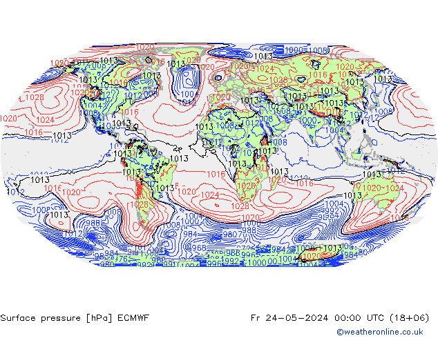 Surface pressure ECMWF Fr 24.05.2024 00 UTC