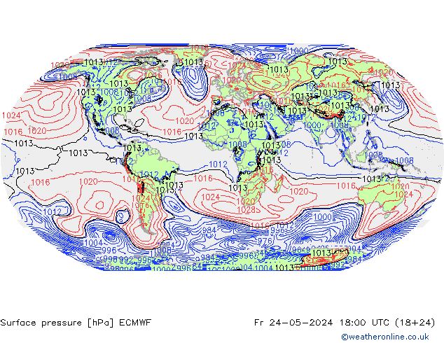 Surface pressure ECMWF Fr 24.05.2024 18 UTC