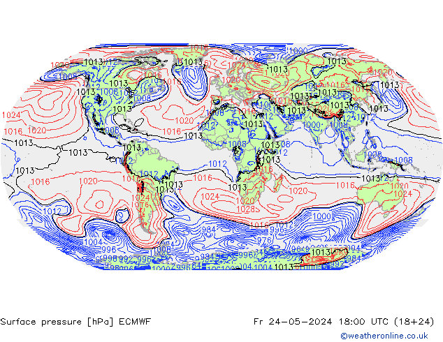 Bodendruck ECMWF Fr 24.05.2024 18 UTC