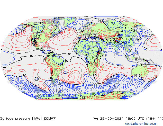 Luchtdruk (Grond) ECMWF wo 29.05.2024 18 UTC