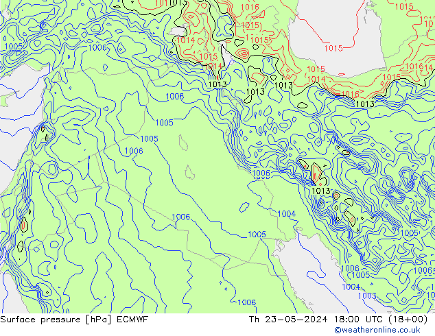 pressão do solo ECMWF Qui 23.05.2024 18 UTC