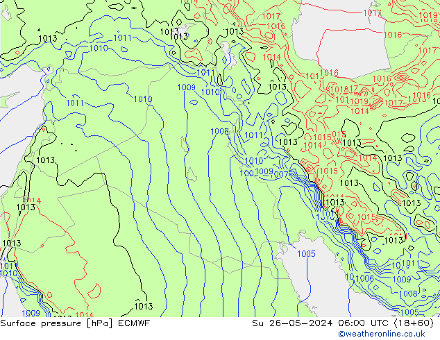 Luchtdruk (Grond) ECMWF zo 26.05.2024 06 UTC