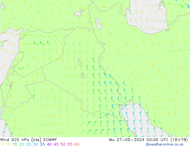 Wind 925 hPa ECMWF Mo 27.05.2024 00 UTC