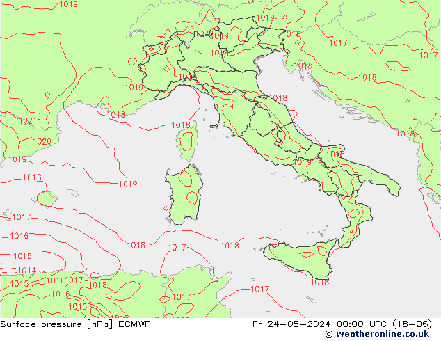 pressão do solo ECMWF Sex 24.05.2024 00 UTC