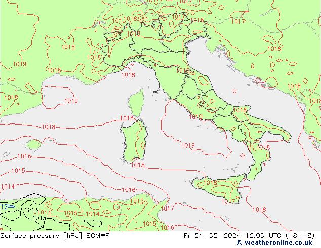 Yer basıncı ECMWF Cu 24.05.2024 12 UTC