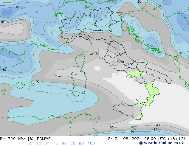 RH 700 hPa ECMWF ven 24.05.2024 06 UTC