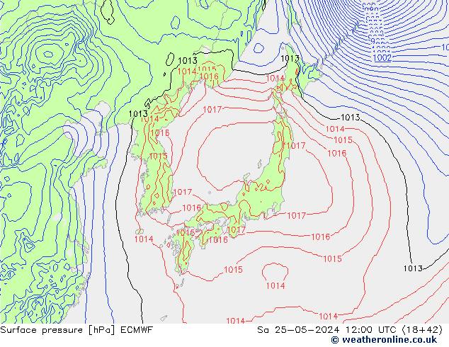 pressão do solo ECMWF Sáb 25.05.2024 12 UTC