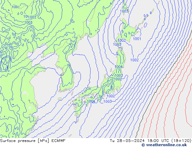 Luchtdruk (Grond) ECMWF di 28.05.2024 18 UTC