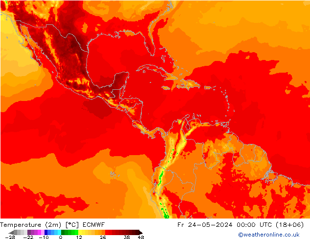 Temperature (2m) ECMWF Fr 24.05.2024 00 UTC