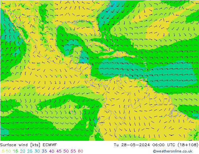 Surface wind ECMWF Tu 28.05.2024 06 UTC