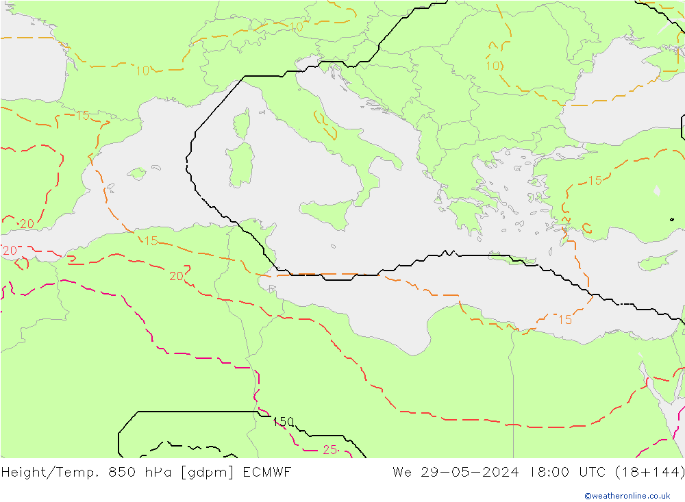 Height/Temp. 850 hPa ECMWF  29.05.2024 18 UTC