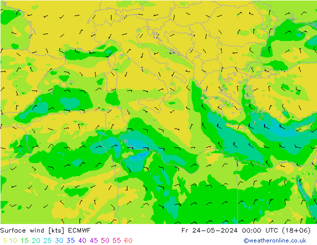 Bodenwind ECMWF Fr 24.05.2024 00 UTC