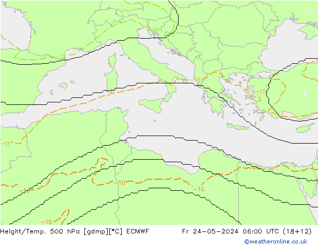 Height/Temp. 500 hPa ECMWF Fr 24.05.2024 06 UTC