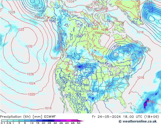 Precipitação (6h) ECMWF Sex 24.05.2024 00 UTC