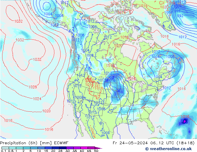 降水量 (6h) ECMWF 星期五 24.05.2024 12 UTC