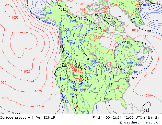 Luchtdruk (Grond) ECMWF vr 24.05.2024 12 UTC