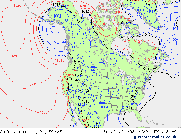 Yer basıncı ECMWF Paz 26.05.2024 06 UTC