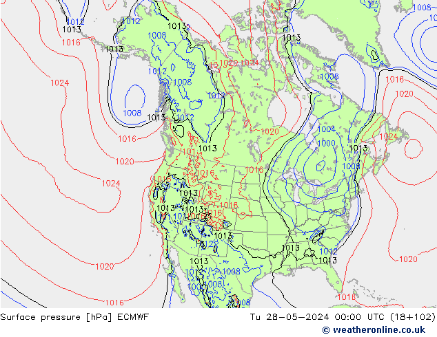 приземное давление ECMWF вт 28.05.2024 00 UTC