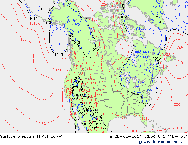 Yer basıncı ECMWF Sa 28.05.2024 06 UTC