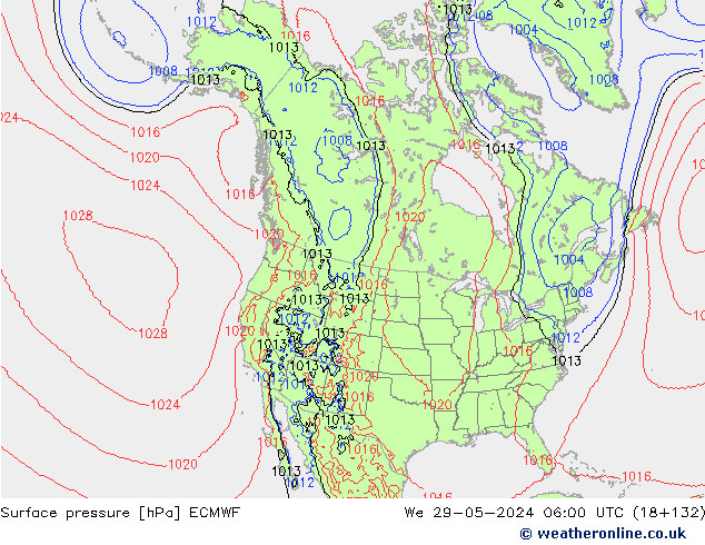 Yer basıncı ECMWF Çar 29.05.2024 06 UTC