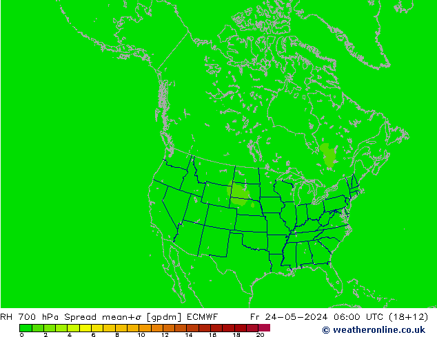 RH 700 hPa Spread ECMWF pt. 24.05.2024 06 UTC