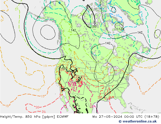 Hoogte/Temp. 850 hPa ECMWF ma 27.05.2024 00 UTC