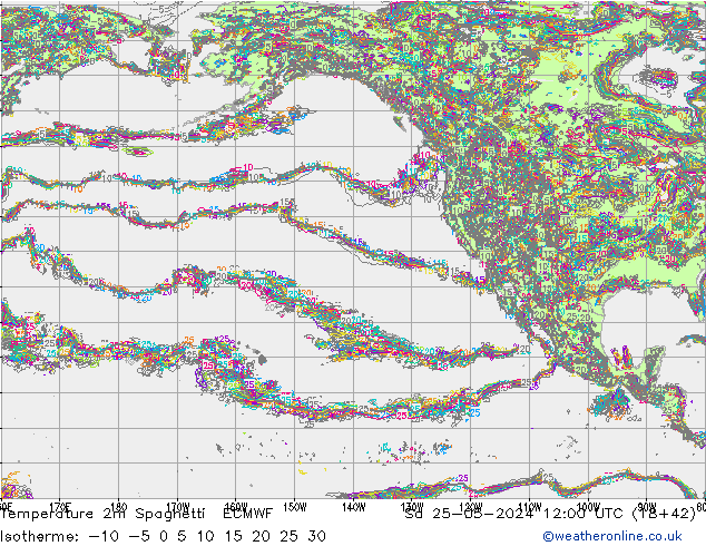 Temperatura 2m Spaghetti ECMWF Sáb 25.05.2024 12 UTC