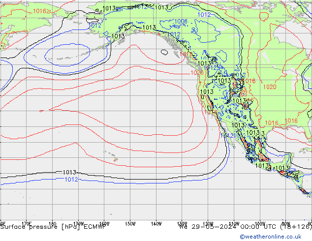 Surface pressure ECMWF We 29.05.2024 00 UTC